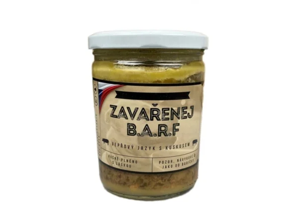 Zaváraný BARF - Bravčový jazyk s kuskusom 375 g